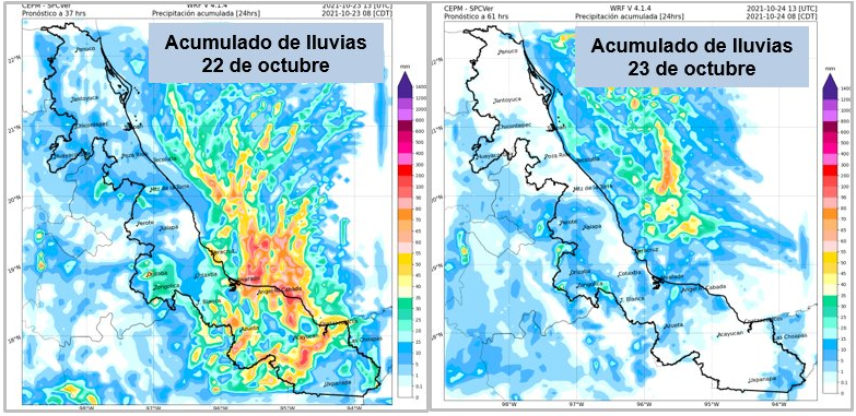 Alerta PC a población veracruzana sobre lluvias fuertes