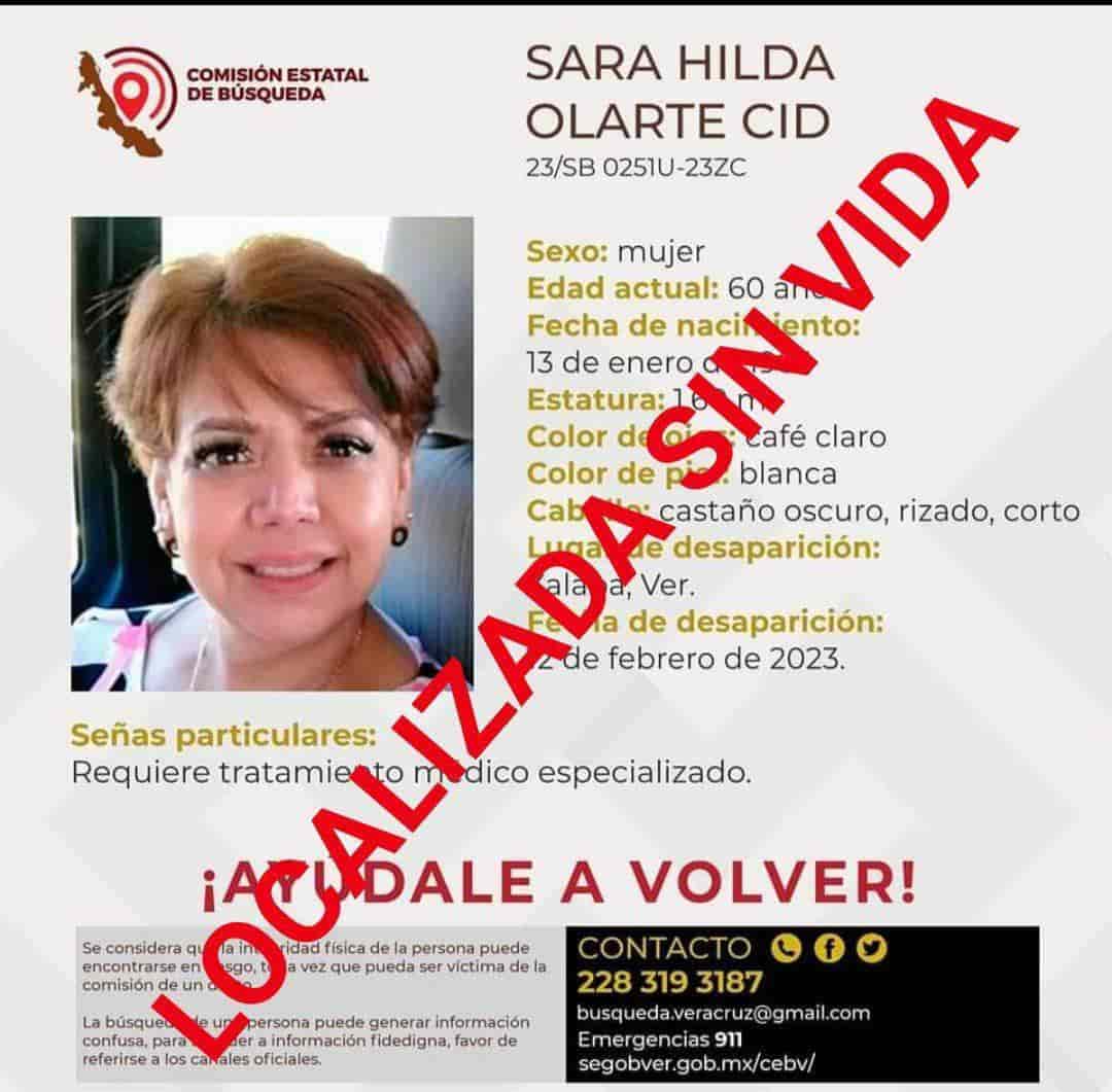 Encuentran sin vida a Sara Hilda, desaparecida en Xalapa