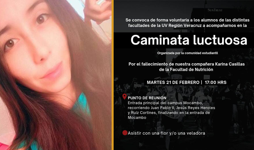 Estudiantes de la UV marcharán en Veracruz-Boca del Río para exigir justicia por Karina