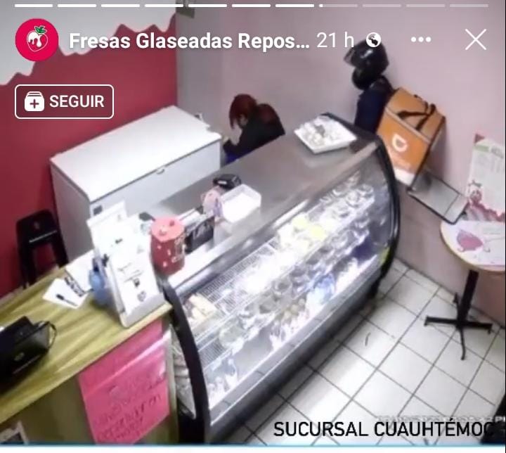 Ladrón disfrazado de repartidor de Didi roba pastelería del Puerto de Veracruz